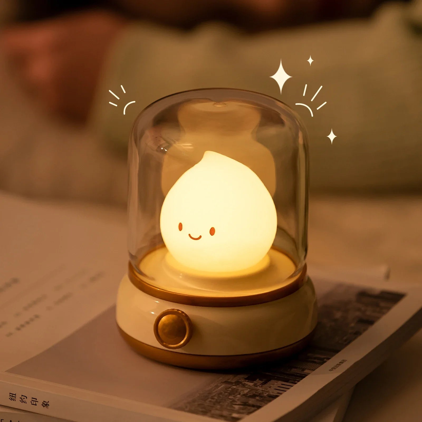 Happy Glowing Candle Flame LED Night Light-Enchanted peach