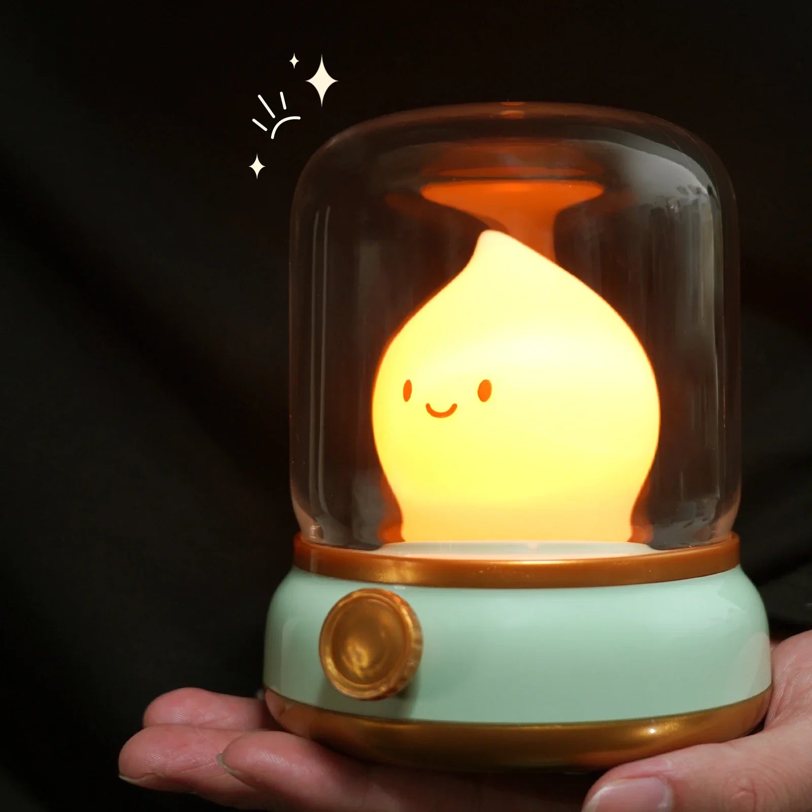 Happy Glowing Candle Flame LED Night Light-Enchanted peach