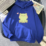 Happy Green Blushing Frog Unisex Hoodie-Enchanted peach