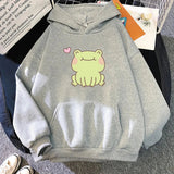 Happy Green Blushing Frog Unisex Hoodie-Enchanted peach