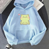 Happy Green Blushing Frog Unisex Hoodie-Enchanted peach