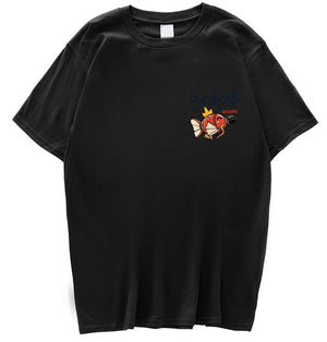 Harajuku Japanese Fish Konnichiwa Poster Unisex Tee-Enchanted peach