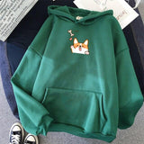 Harajuku Kawaii Corgi Hoodie-Enchanted peach