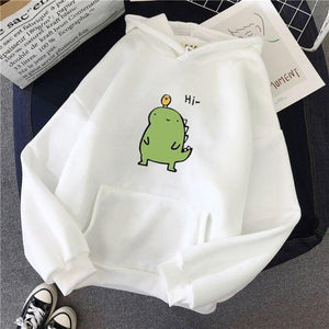 Harajuku Kawaii Cute Dipsy Dinosaur Hoodie-Enchanted peach