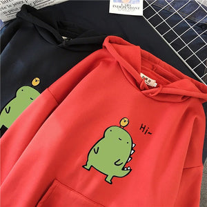 Harajuku Kawaii Cute Dipsy Dinosaur Hoodie-Enchanted peach