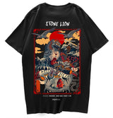 Harajuku Stone Lion Printed Streetwear Unisex Tee-Enchanted peach