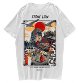 Harajuku Stone Lion Printed Streetwear Unisex Tee-Enchanted peach