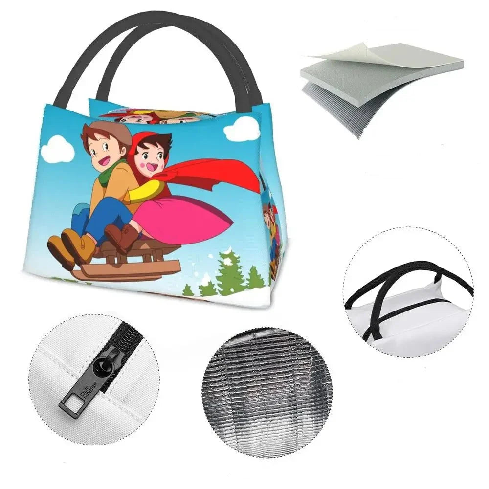 Heidi The Girl From The Alps Snow Cream Insulated Lunch Bags-Enchanted peach