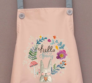 Hello Spring Rabbit Chef Apron-Enchanted peach