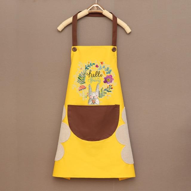 Hello Spring Rabbit Chef Apron-Enchanted peach