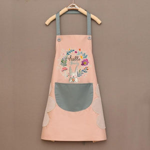 Hello Spring Rabbit Chef Apron-Enchanted peach