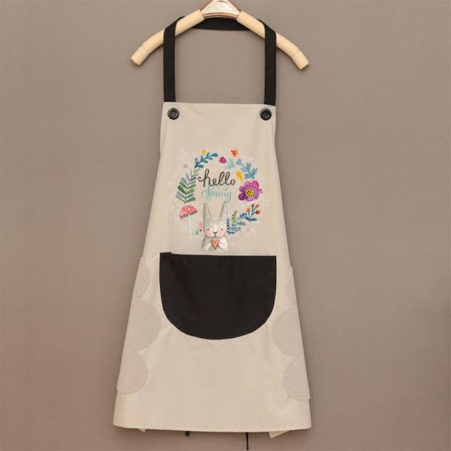 Hello Spring Rabbit Chef Apron-Enchanted peach