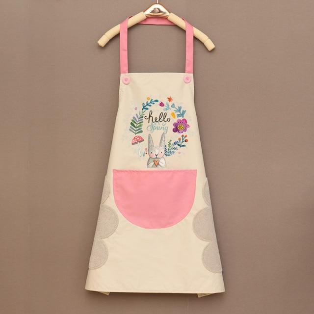 Hello Spring Rabbit Chef Apron-Enchanted peach