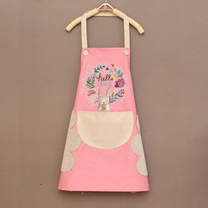 Hello Spring Rabbit Chef Apron-Enchanted peach