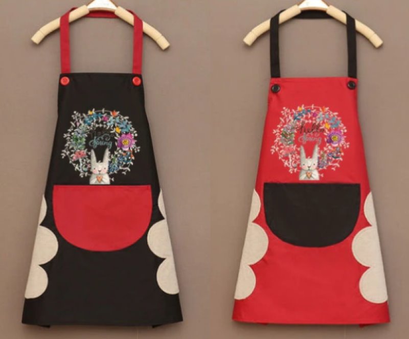 Hello Spring Rabbit Chef Apron-Enchanted peach