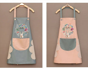 Hello Spring Rabbit Chef Apron-Enchanted peach