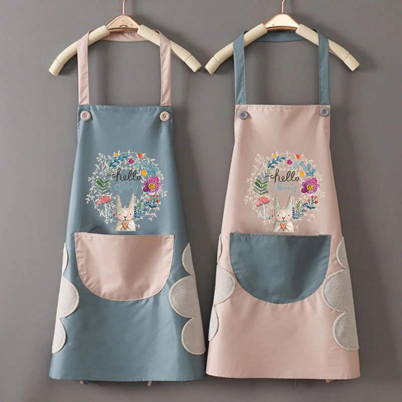 Hello Spring Rabbit Chef Apron-Enchanted peach