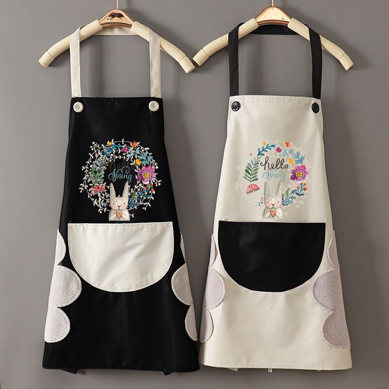 Hello Spring Rabbit Chef Apron-Enchanted peach