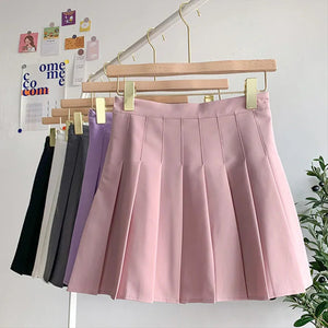 High Waist Cute Simple Pleated Short Light Skirt-Enchanted peach