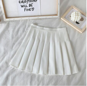 High Waist Cute Simple Pleated Short Light Skirt-Enchanted peach