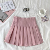 High Waist Cute Simple Pleated Short Light Skirt-Enchanted peach