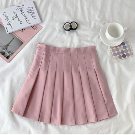 High Waist Cute Simple Pleated Short Light Skirt-Enchanted peach