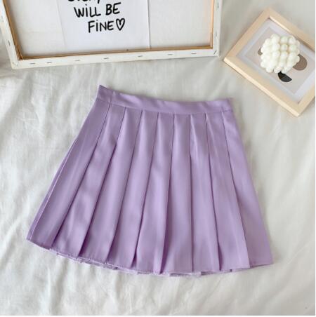 High Waist Cute Simple Pleated Short Light Skirt-Enchanted peach