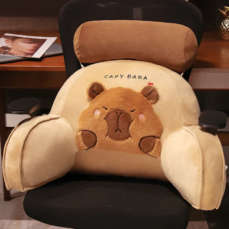 Huge Capybara Cushion Plush Backrest Seat-Enchanted peach