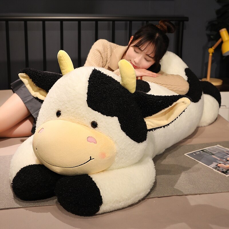 Huge Fluffy Lovely Milk Cow Plushies-Enchanted peach