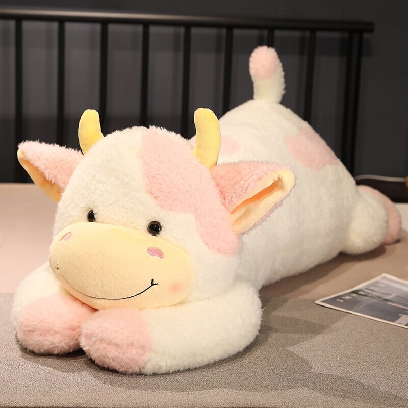 Huge Fluffy Lovely Milk Cow Plushies-Enchanted peach