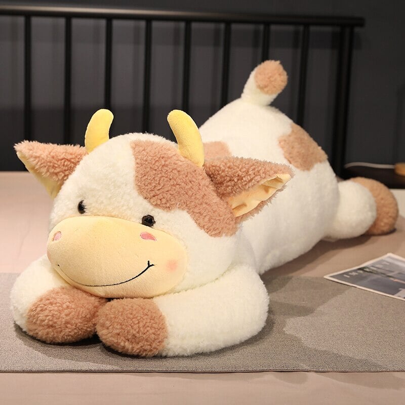 Huge Fluffy Lovely Milk Cow Plushies-Enchanted peach