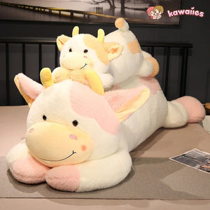 Huge Fluffy Lovely Milk Cow Plushies-Enchanted peach