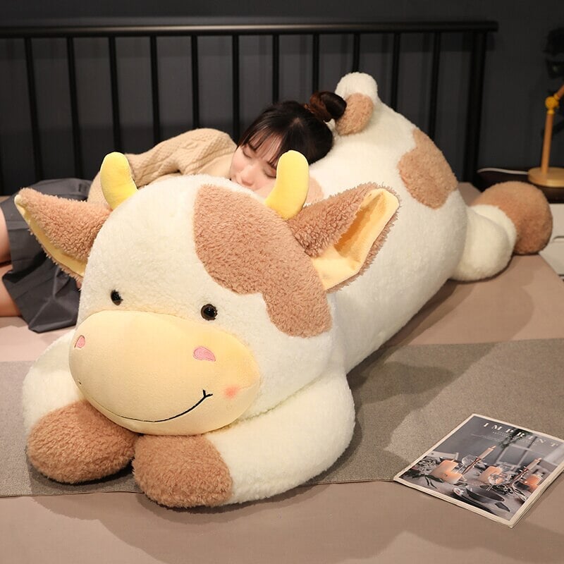 Huge Fluffy Lovely Milk Cow Plushies-Enchanted peach