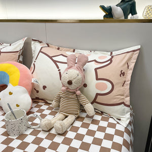 Hundreds of Kawaii Bear Bunny Bedding Set-Enchanted peach