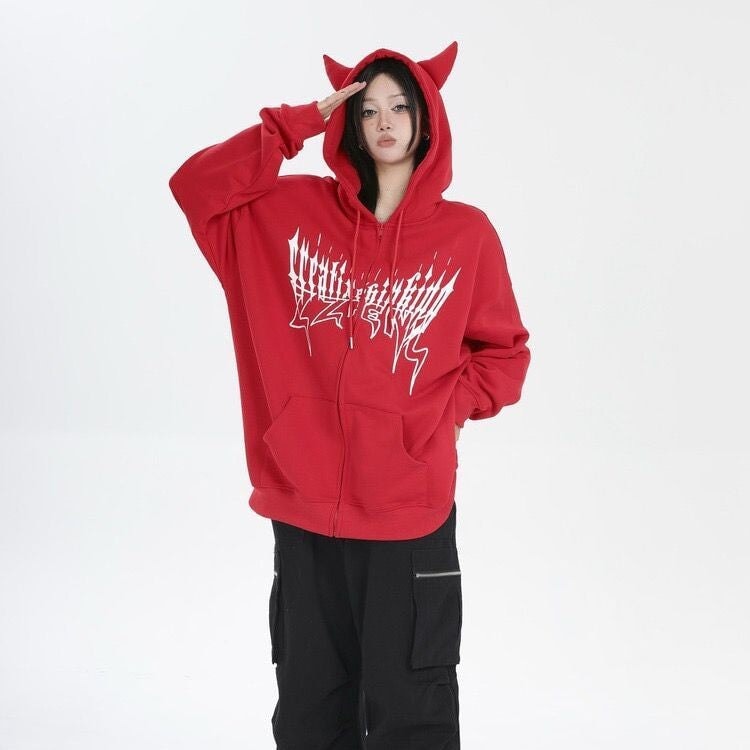 I Am The Devil Gothic Hoodie-Enchanted peach