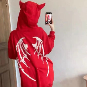 I Am The Devil Gothic Hoodie-Enchanted peach