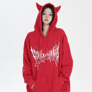 I Am The Devil Gothic Hoodie-Enchanted peach