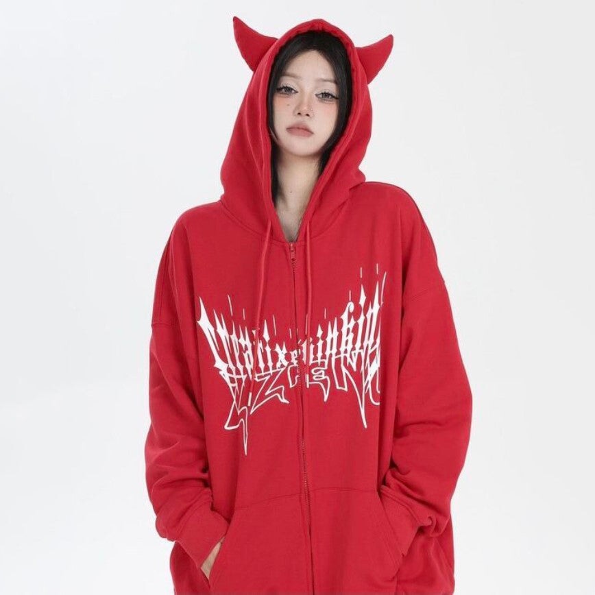 I Am The Devil Gothic Hoodie-Enchanted peach