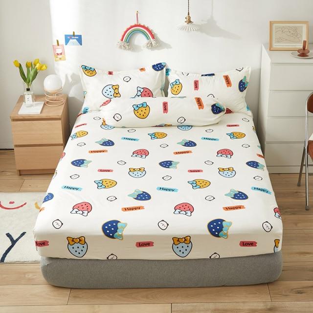 I Love Strawberry Fitted Bedsheet-Enchanted peach