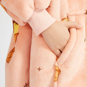 Ice Cream Coral Oversized Blanket Hoodie for Adults & Children-Enchanted peach