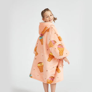 Ice Cream Coral Oversized Blanket Hoodie for Adults & Children-Enchanted peach