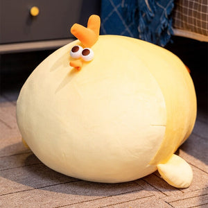 Jaba the Chonky Yellow Chicken Plushie-Enchanted peach