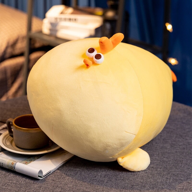 Jaba the Chonky Yellow Chicken Plushie-Enchanted peach