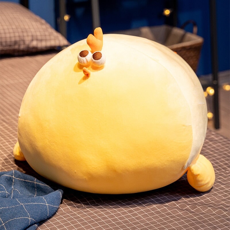 Jaba the Chonky Yellow Chicken Plushie-Enchanted peach