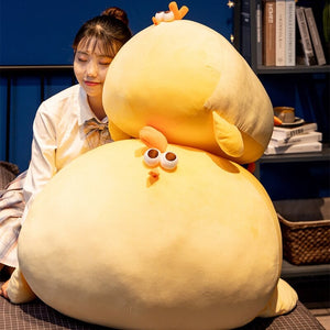 Jaba the Chonky Yellow Chicken Plushie-Enchanted peach