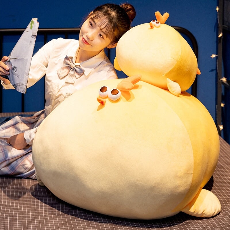 Jaba the Chonky Yellow Chicken Plushie-Enchanted peach