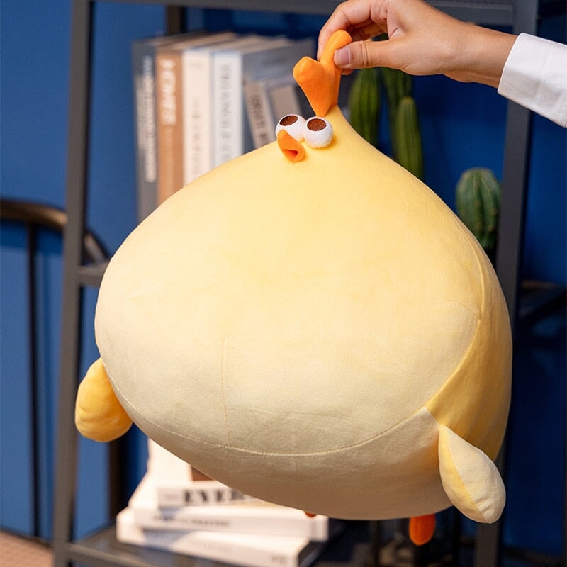 Jaba the Chonky Yellow Chicken Plushie-Enchanted peach