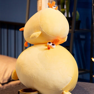 Jaba the Chonky Yellow Chicken Plushie-Enchanted peach