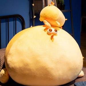 Jaba the Chonky Yellow Chicken Plushie-Enchanted peach