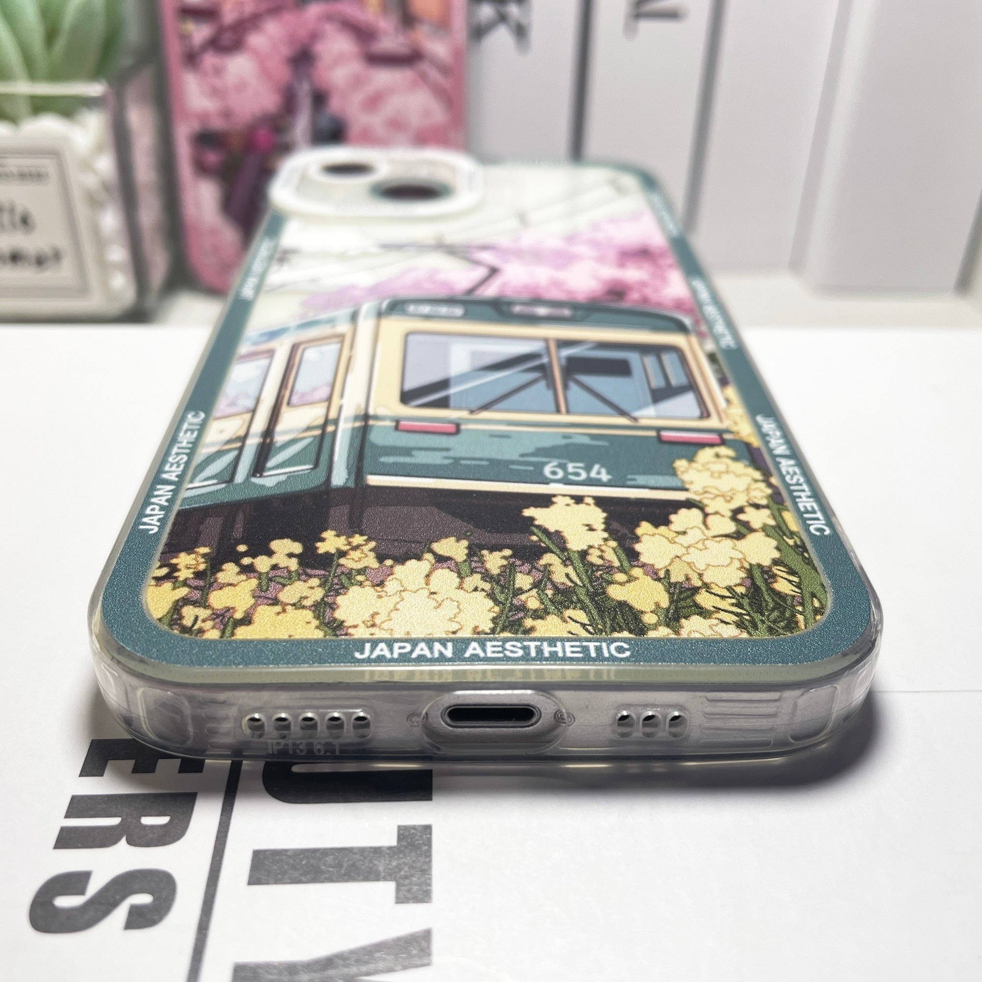 Japanese Aesthetic City Break iPhone Case-Enchanted peach